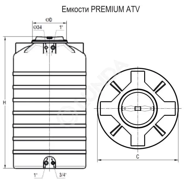 Бак пластиковый для воды ATV PREMIUM, Акватек | Lunda - очистительные и ...