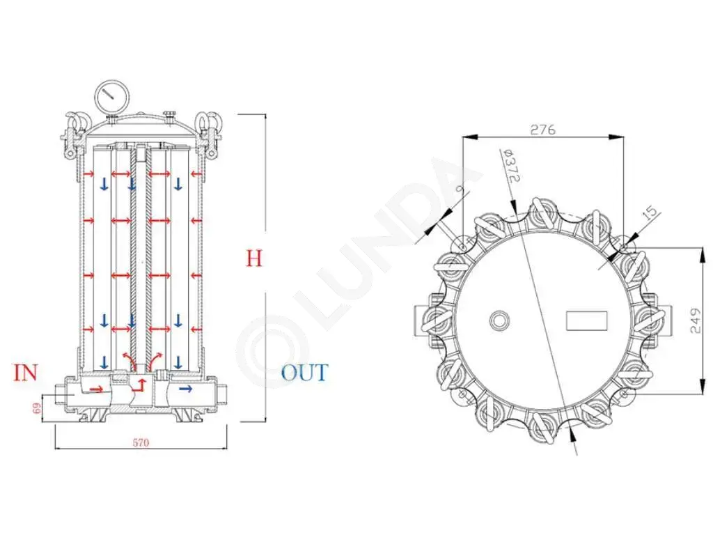 Корпус мультипатронного фильтра HPCF-9x30SL, Гейзер