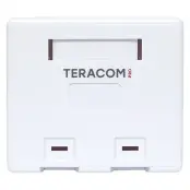 Корпус настенной розетки TERACOM PRO на 2 модуля Keystone со шторками и маркерами белый, EKF