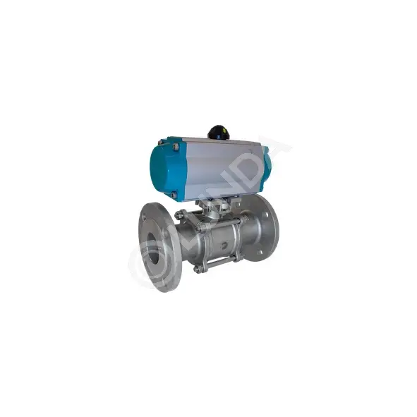Кран шаровой фланцевый (3PC) AISI304, PN16, с односторонним пневмоприводом, NewKey