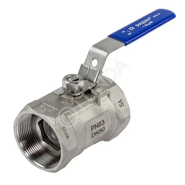 Шаровой стальной кран BVS-R 2" ВР, PN 63, kvs=128,2 м3/ч, стандартнопроходной, рукоятка, нержавеющая сталь, Ридан 082X4607R