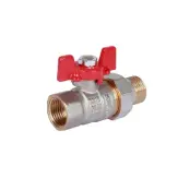 Шаровой кран латунный RBV-0005 полнопроходной ВР-НР, ручка-бабочка, американка, Rommer