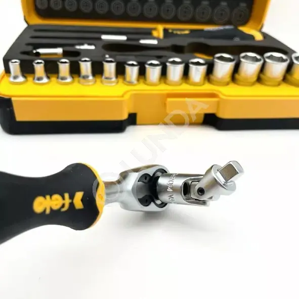 Набор головок с трещоткой и отверткой 1/4" ERGONIC в кейсе, 19 шт, Felo