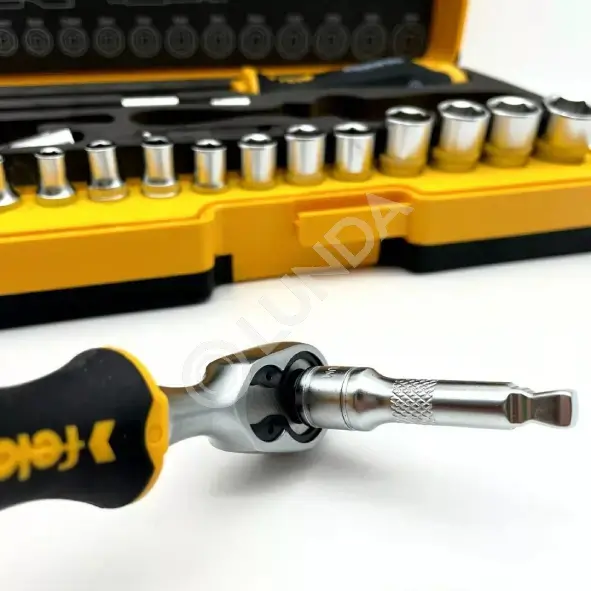 Набор головок с трещоткой и отверткой 1/4" ERGONIC в кейсе, 19 шт, Felo