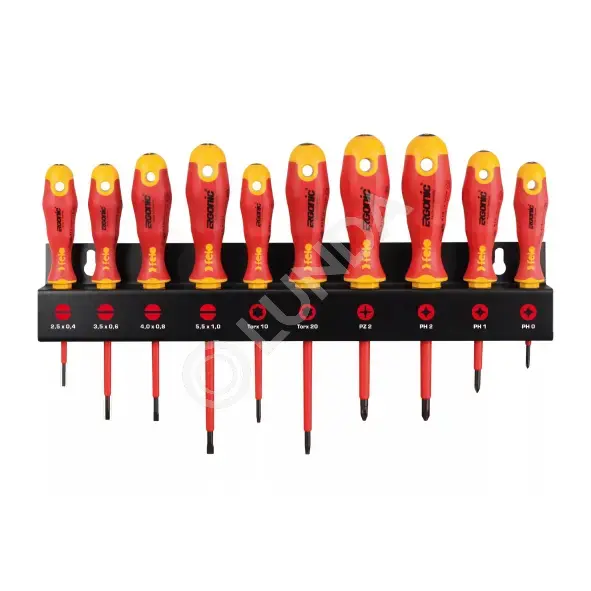 Набор отверток диэлектрических SL/PZ/PH/Tx Ergonic на стальной стойке, 10 шт, Felo