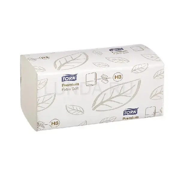Полотенца бумажные листовые Premium H3 ZZ-сложения 2-слойные 15 пачек по 200 листов, Tork
