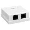 Розетка настенная TERACOM PRO Cat,6 неэкранированная 2 порта RJ-45 Dual IDC белая, EKF