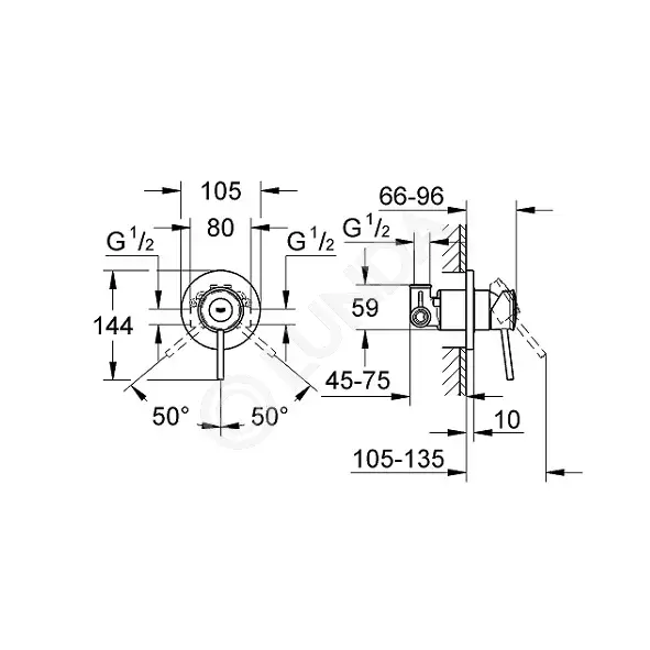 Смеситель BauClassic для душа, однорычажный, скрытый монтаж, Grohe