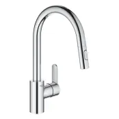 Смеситель Eurostyle Cosmopolitan для мойки с выдвижным аэратором, высокий излив, Grohe