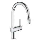 Смеситель Minta, однорычажный для мойки, с выдвижным C-образным изливом, Grohe