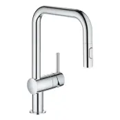 Смеситель Minta, однорычажный для мойки с выдвижным U-образным изливом, Grohe