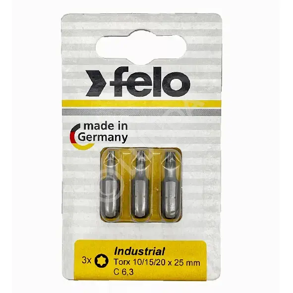 Биты TX10/TX15/TX20 25мм Industrial, 3 шт в блистере, Felo
