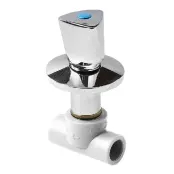 Вентиль PPR трилистник с хромированной рукояткой, белый, Pro Aqua